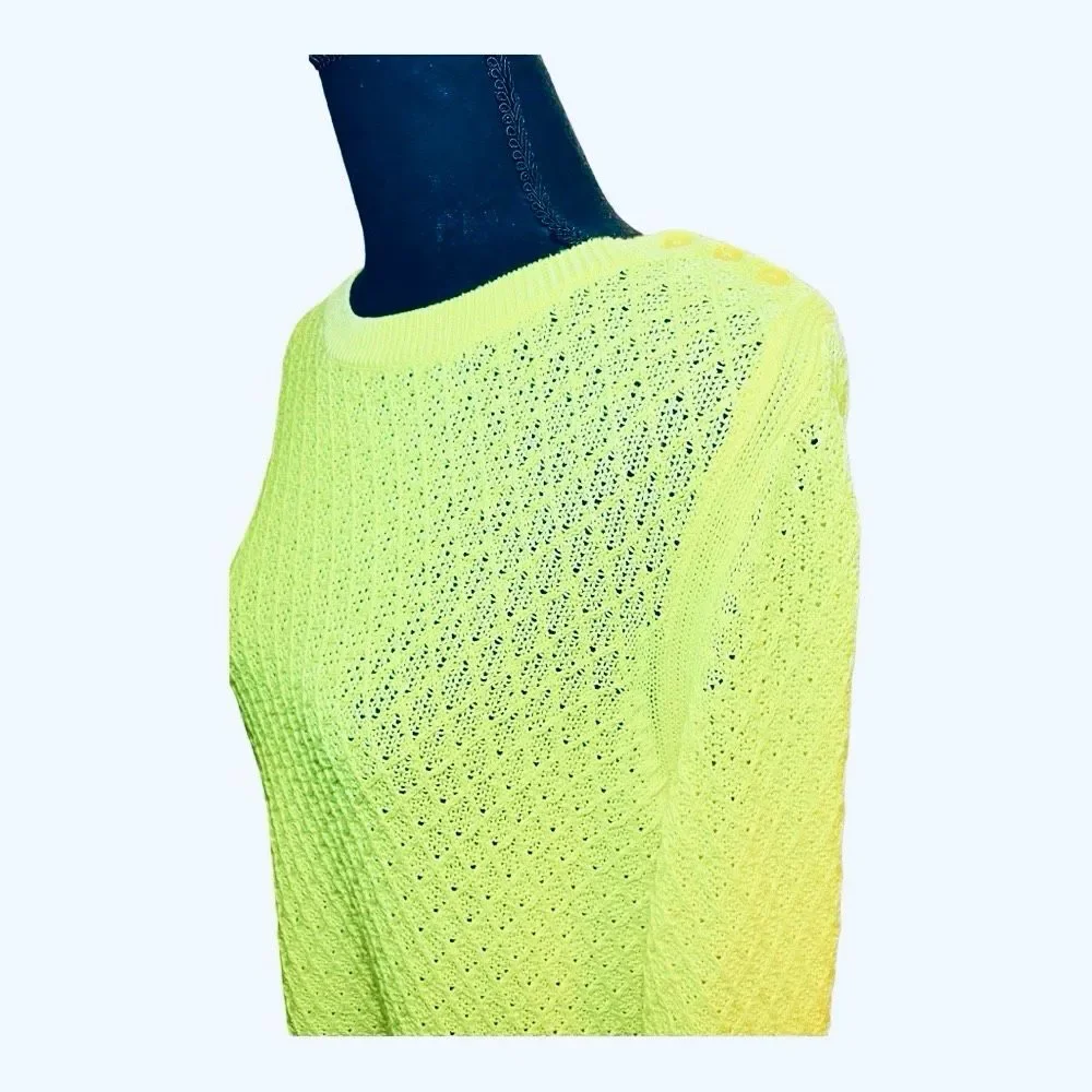Talbots Yellow Open-Knit Crewneck Sweater | Coastal Spring Layer